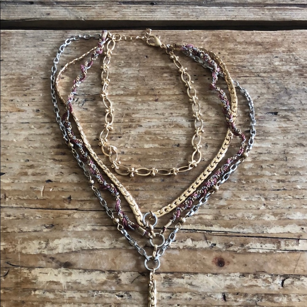 Free People Layered Chain Bolo necklace NWT - Picture 2 of 5